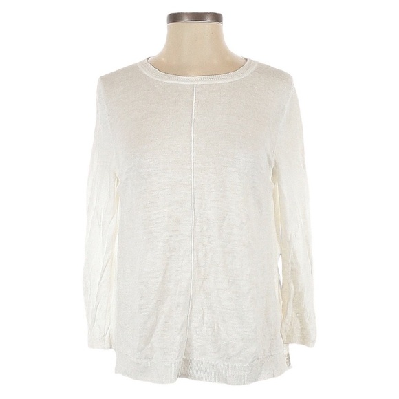 360 Sweater Revolve Ivory 100% Linen Sunglasses Studded Pullover Size S - Picture 2 of 10